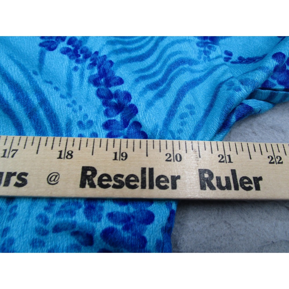 Otaheite Maui Vintage Blue Tropical Floral Kimono Robe Wrap Top Short Hawaiian - Picture 6 of 10